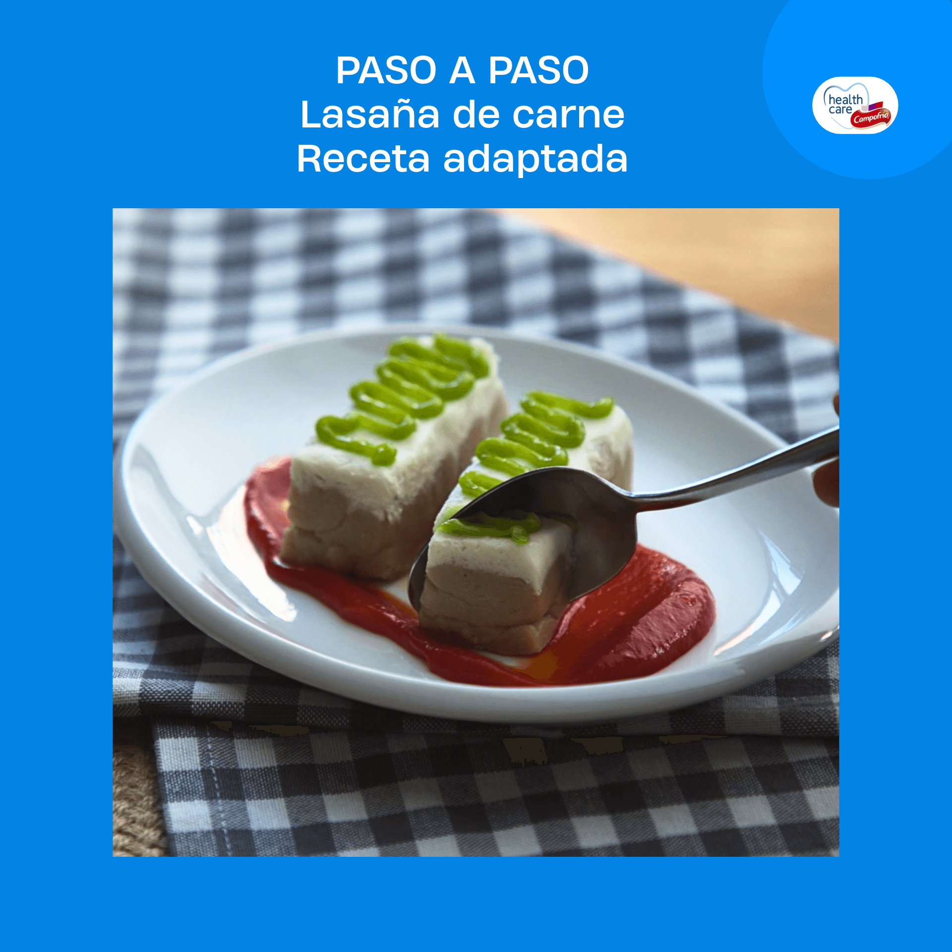 Presentación de Lasaña de carne adaptada