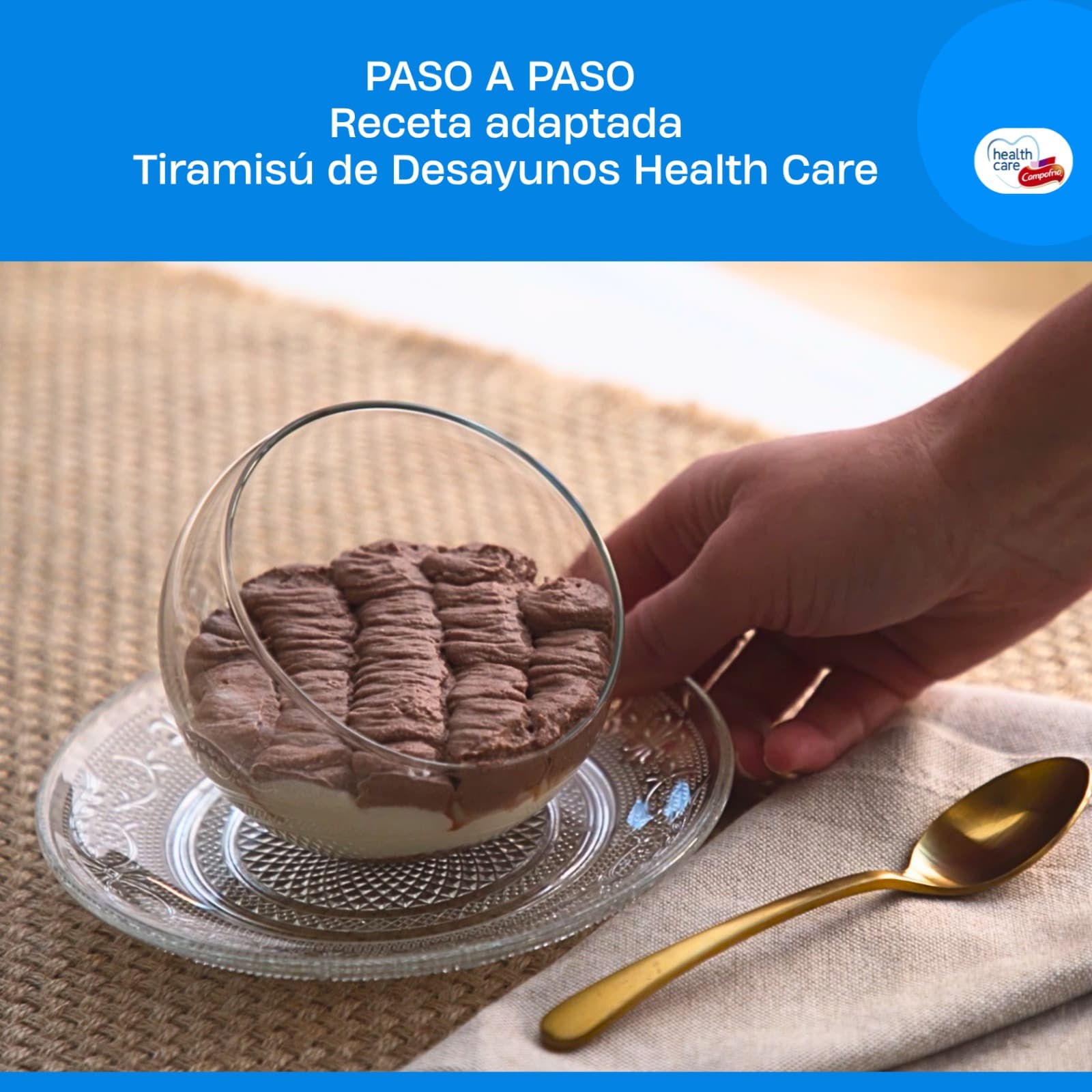 Portada video receta adaptada Tiramisú de desayunos Health Care